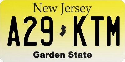NJ license plate A29KTM