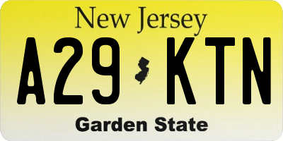 NJ license plate A29KTN
