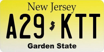 NJ license plate A29KTT