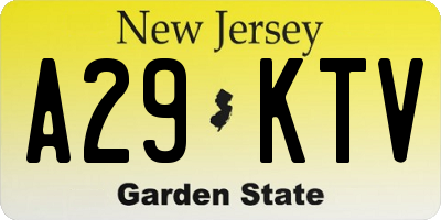 NJ license plate A29KTV