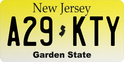 NJ license plate A29KTY