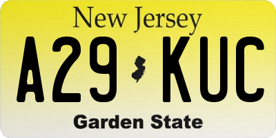 NJ license plate A29KUC