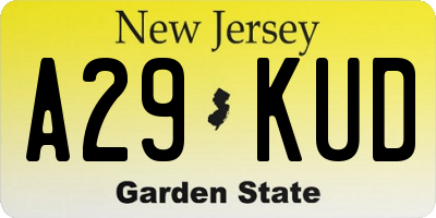 NJ license plate A29KUD