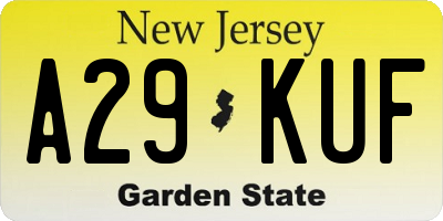 NJ license plate A29KUF
