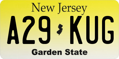 NJ license plate A29KUG