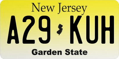NJ license plate A29KUH