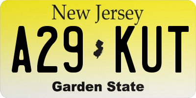 NJ license plate A29KUT