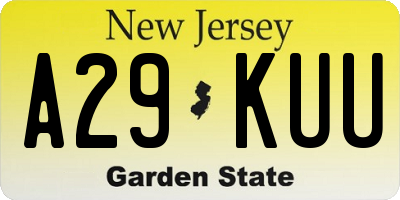 NJ license plate A29KUU