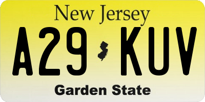 NJ license plate A29KUV