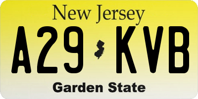 NJ license plate A29KVB