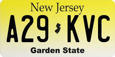 NJ license plate A29KVC