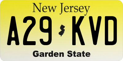 NJ license plate A29KVD