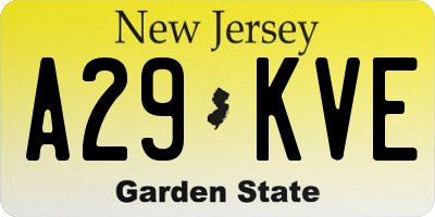 NJ license plate A29KVE