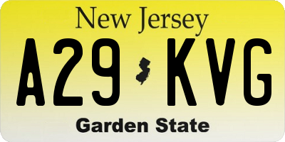 NJ license plate A29KVG