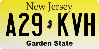 NJ license plate A29KVH