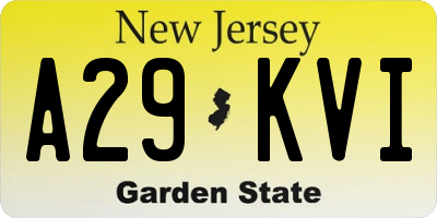 NJ license plate A29KVI