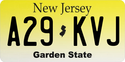NJ license plate A29KVJ