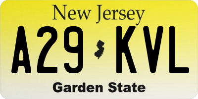 NJ license plate A29KVL