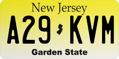 NJ license plate A29KVM
