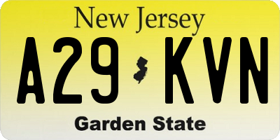 NJ license plate A29KVN
