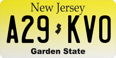 NJ license plate A29KVO