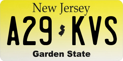 NJ license plate A29KVS