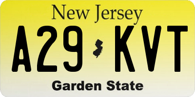 NJ license plate A29KVT