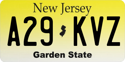 NJ license plate A29KVZ
