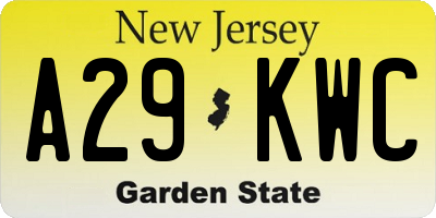 NJ license plate A29KWC