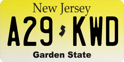NJ license plate A29KWD