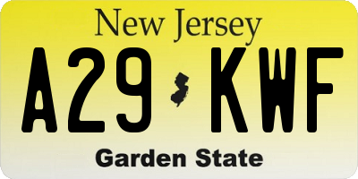 NJ license plate A29KWF