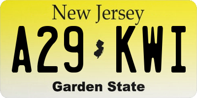 NJ license plate A29KWI