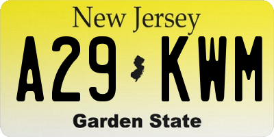 NJ license plate A29KWM