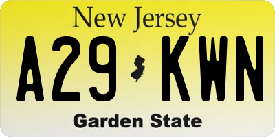 NJ license plate A29KWN