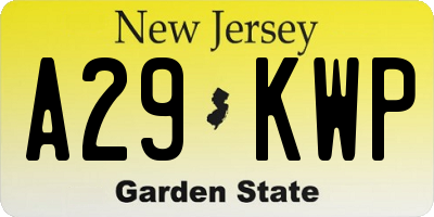 NJ license plate A29KWP