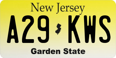 NJ license plate A29KWS