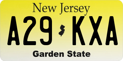 NJ license plate A29KXA