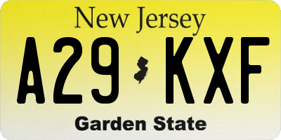NJ license plate A29KXF