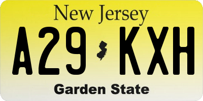 NJ license plate A29KXH
