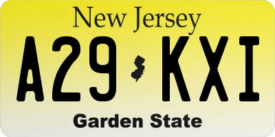 NJ license plate A29KXI