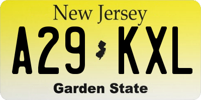 NJ license plate A29KXL