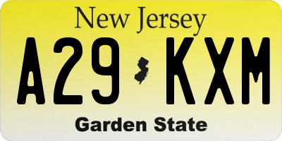 NJ license plate A29KXM