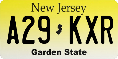 NJ license plate A29KXR