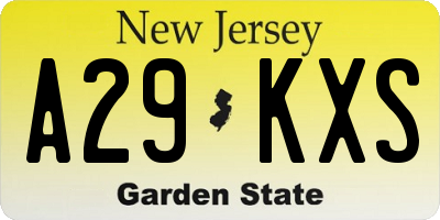 NJ license plate A29KXS