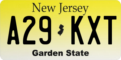 NJ license plate A29KXT