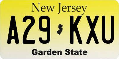 NJ license plate A29KXU