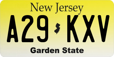 NJ license plate A29KXV