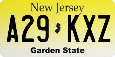 NJ license plate A29KXZ