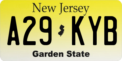 NJ license plate A29KYB