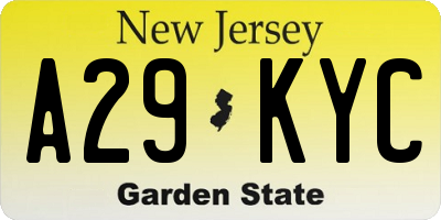NJ license plate A29KYC